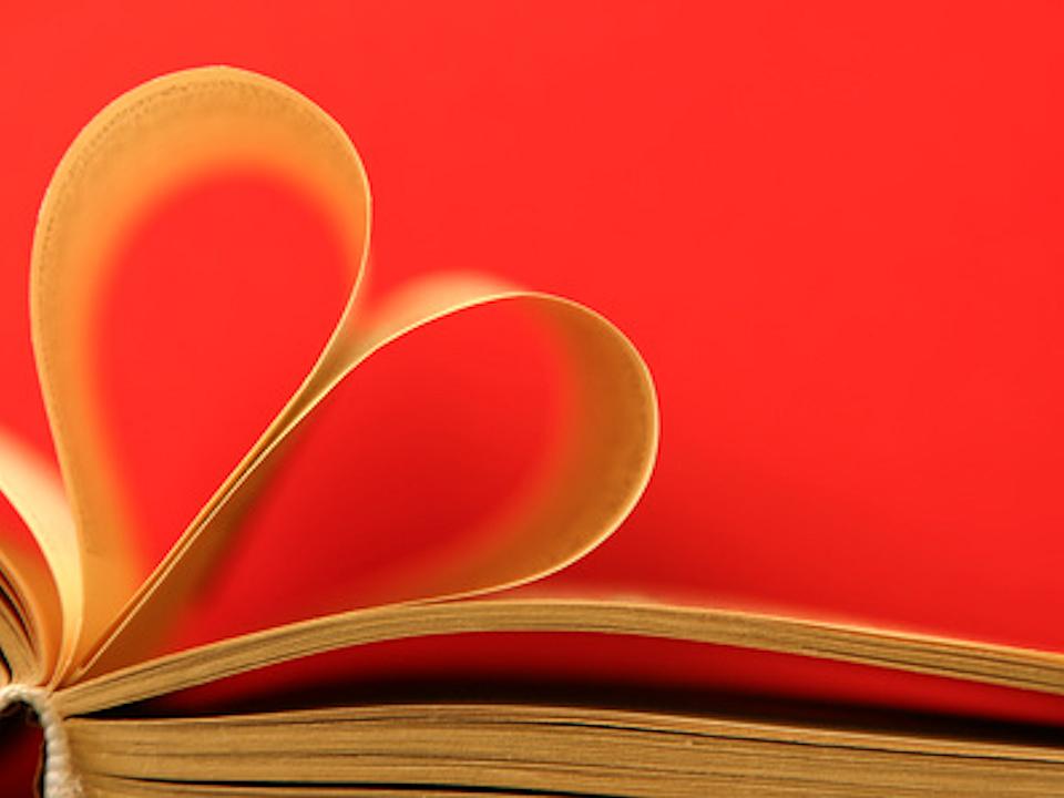 Book pages shaped into a heart