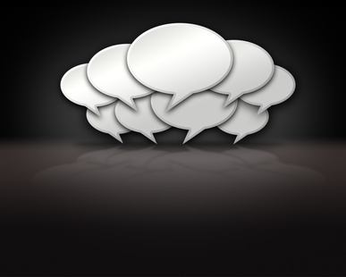 Chat bubbles crowded together on dark background template