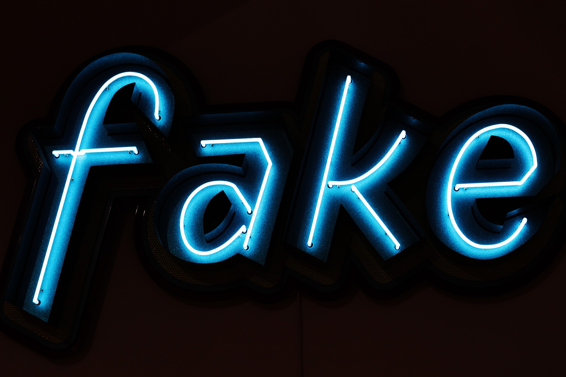 Fake in neon letters