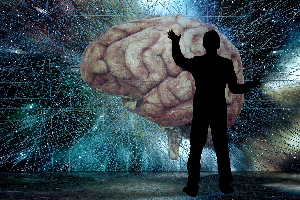 Brain connections with man's silhouette in front